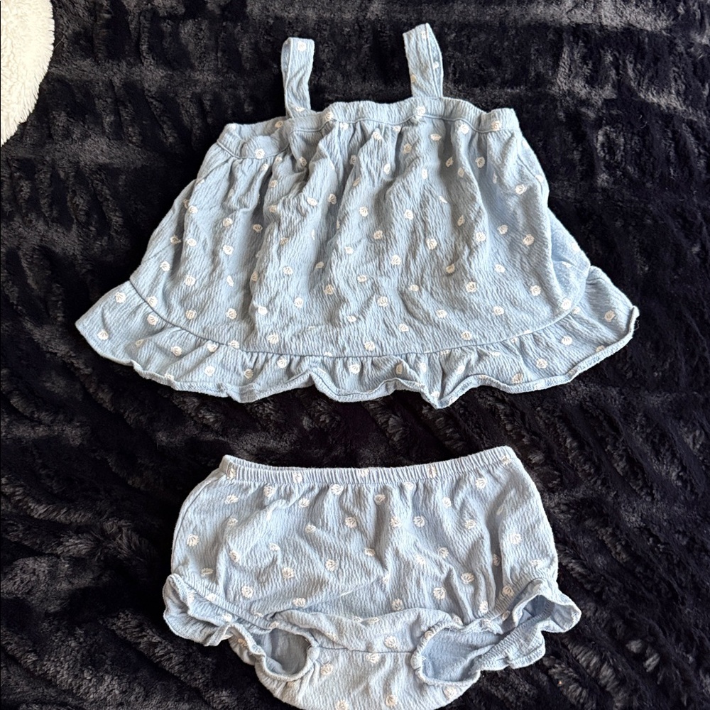 Carter's Light Blue and White Polka Dot Diaper Cover Set
